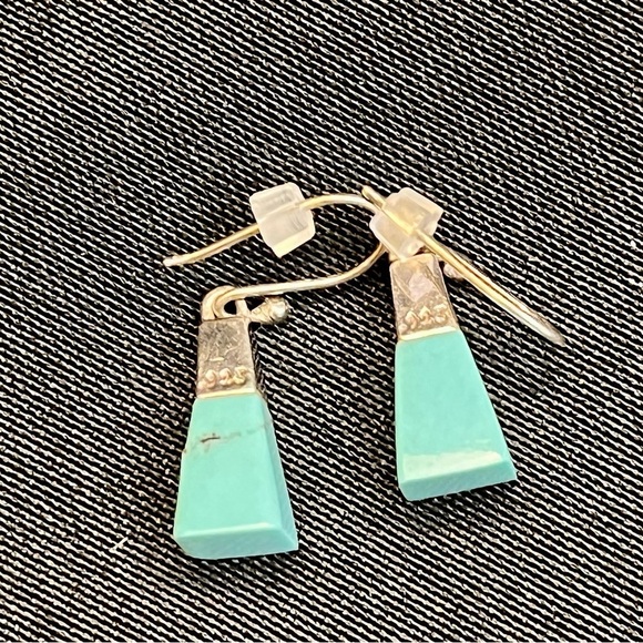 Sterling 925 Silver and Turquoise Dangle Earrings Native American Southwestern - Picture 5 of 8